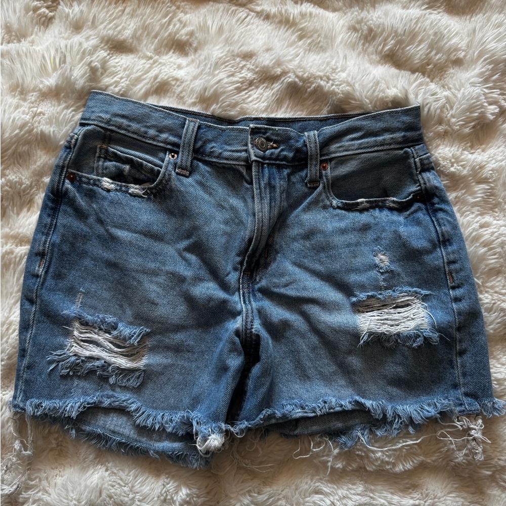 Old Navy Blue Distressed Jean Shorts Raw Hem